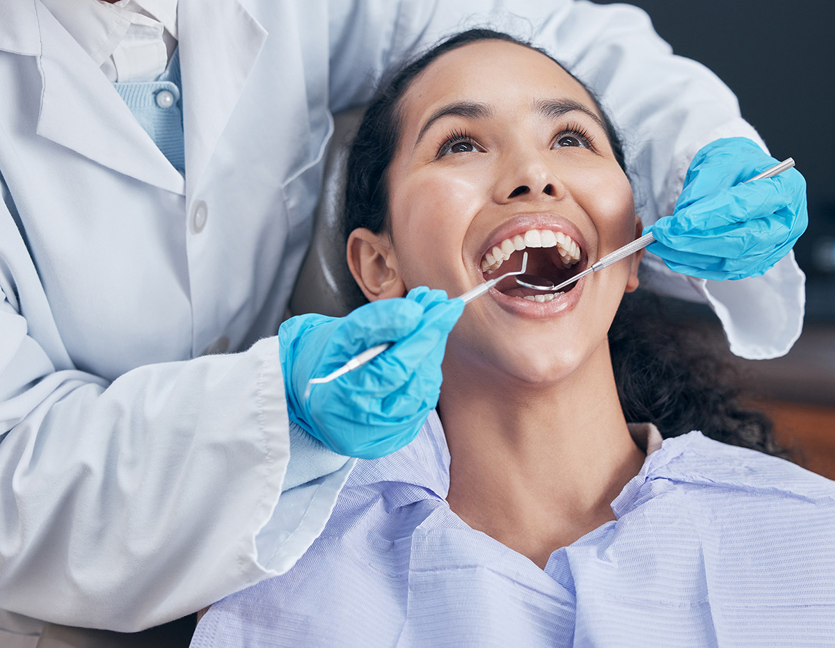 Patient receiving a dental examination